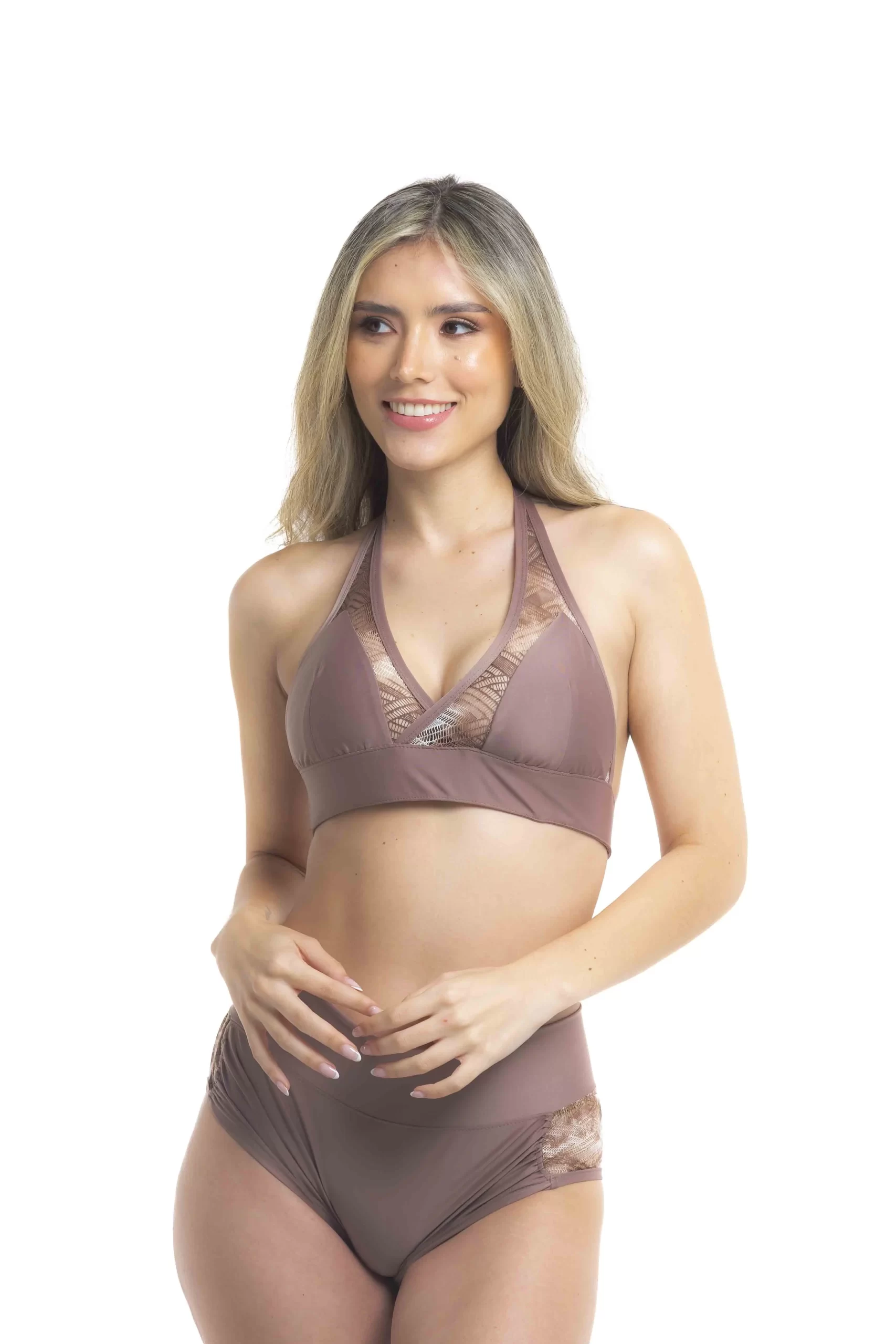 Traje-pole-dance-marufit- short -caqui-nude-camel -Medellín- Colomb