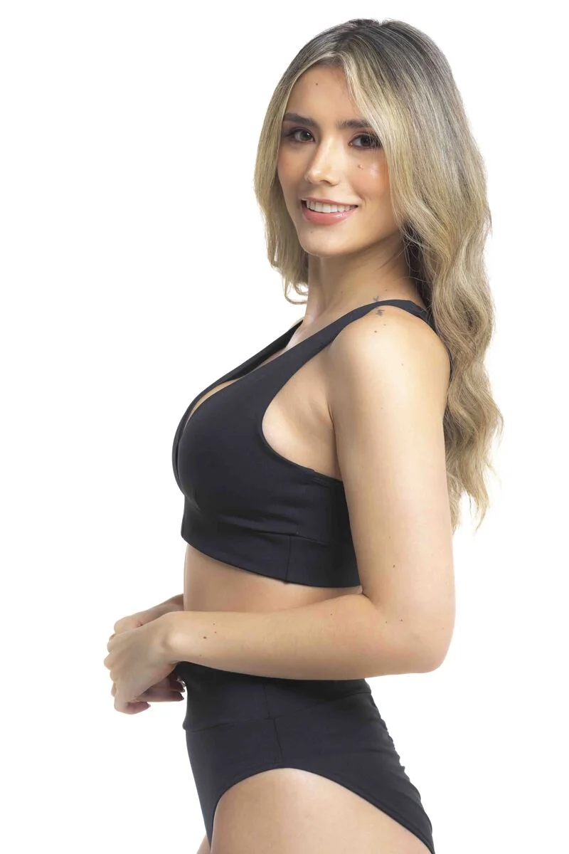 top tiras atras negro