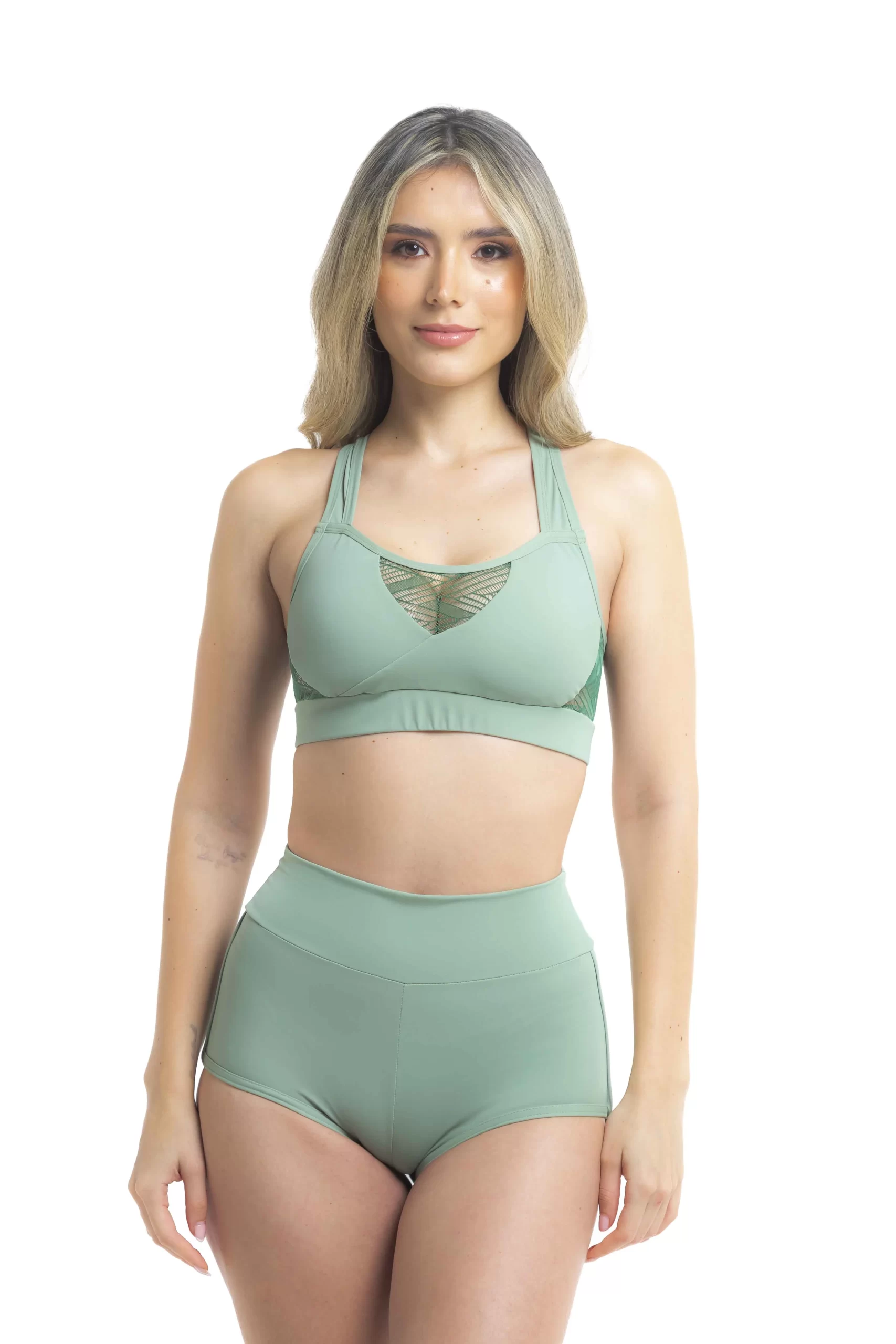 Traje-pole-dance-marufit- top - verde - verdeoliva -verdeclaro -Medellín- Colombia